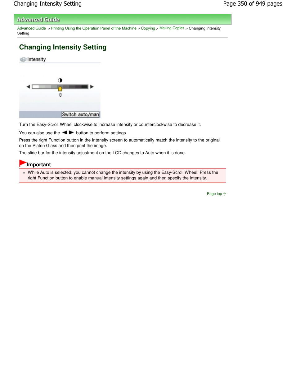 Changing intensity setting | Canon PIXMA MP560 User Manual | Page 350 / 949