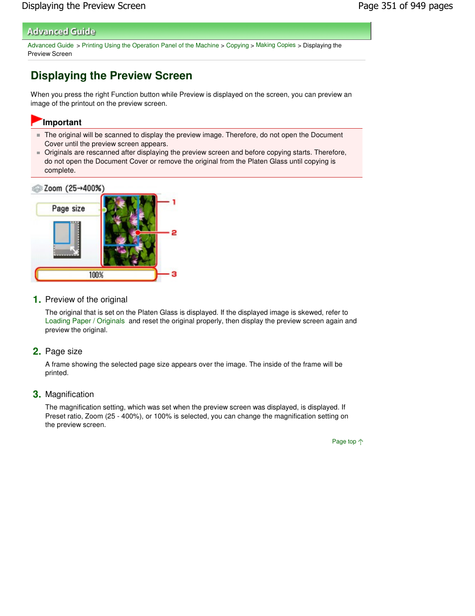 Displaying the preview screen | Canon PIXMA MP560 User Manual | Page 351 / 949