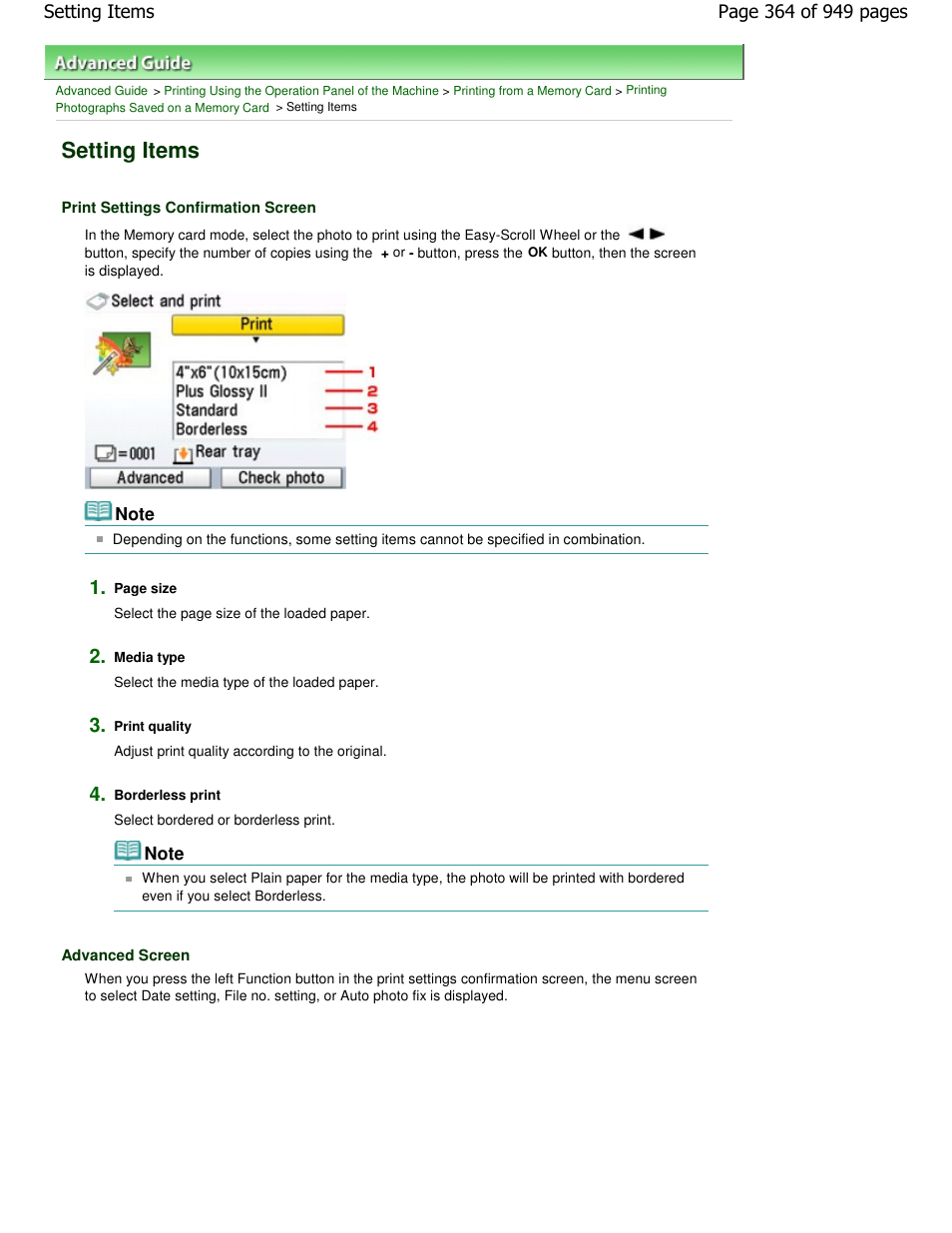Setting items | Canon PIXMA MP560 User Manual | Page 364 / 949