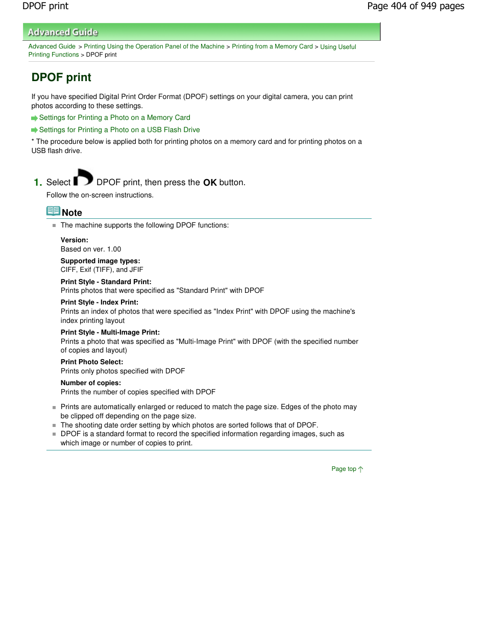 Dpof print | Canon PIXMA MP560 User Manual | Page 404 / 949