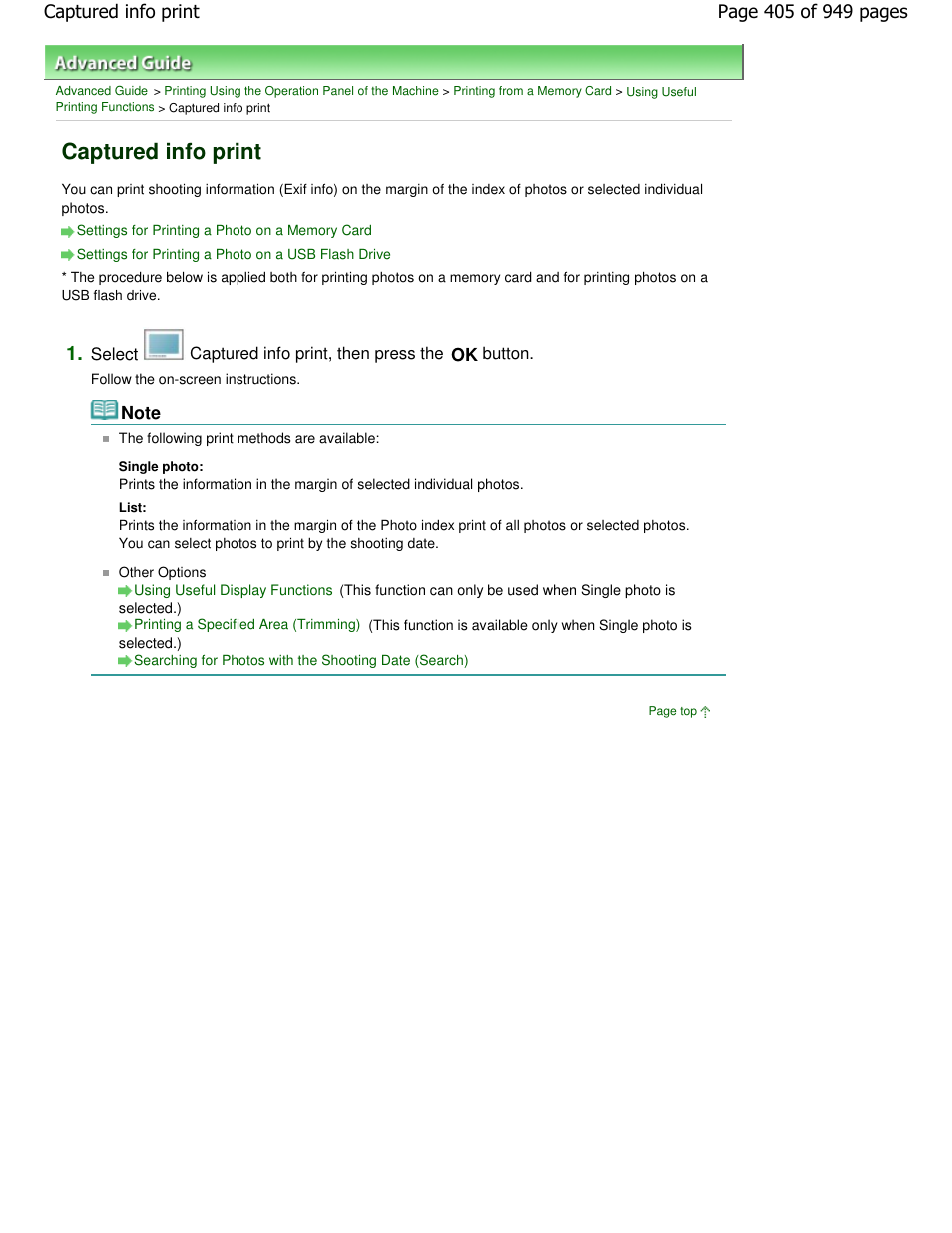 Captured info print | Canon PIXMA MP560 User Manual | Page 405 / 949