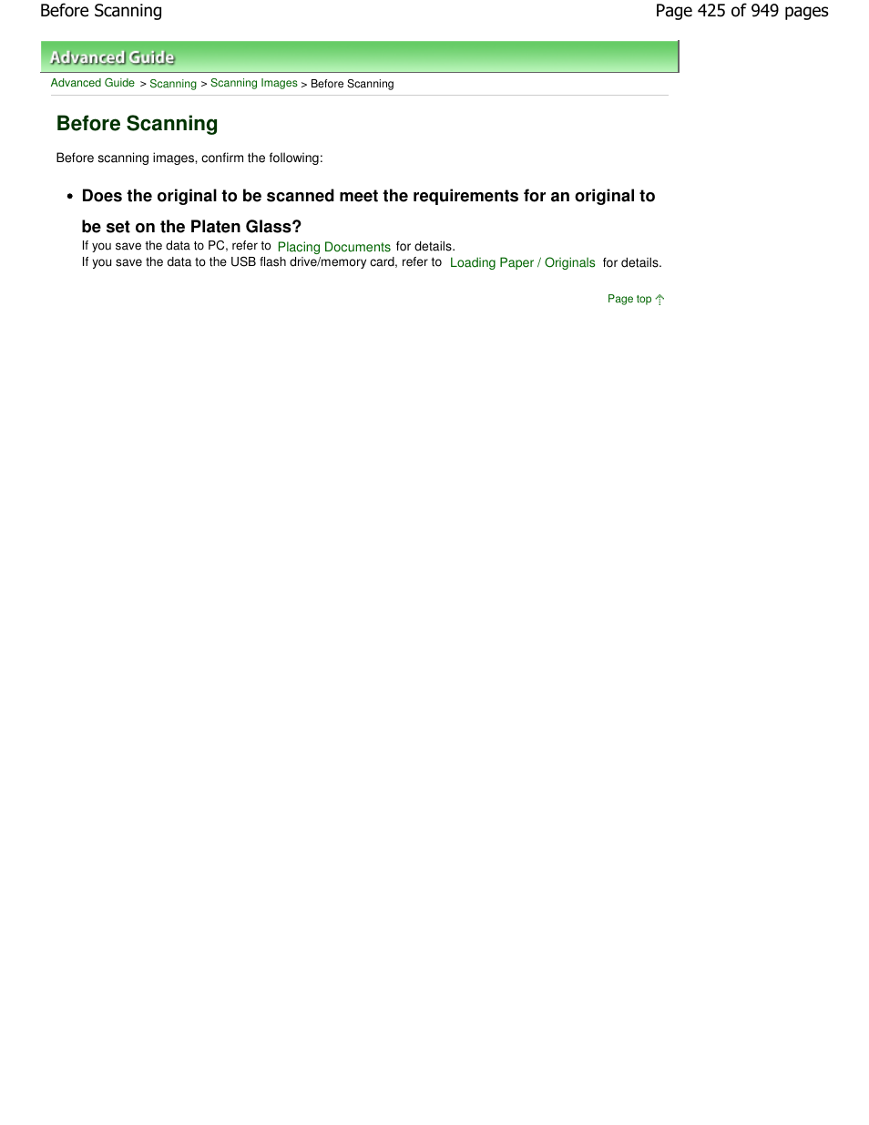 Before scanning | Canon PIXMA MP560 User Manual | Page 425 / 949