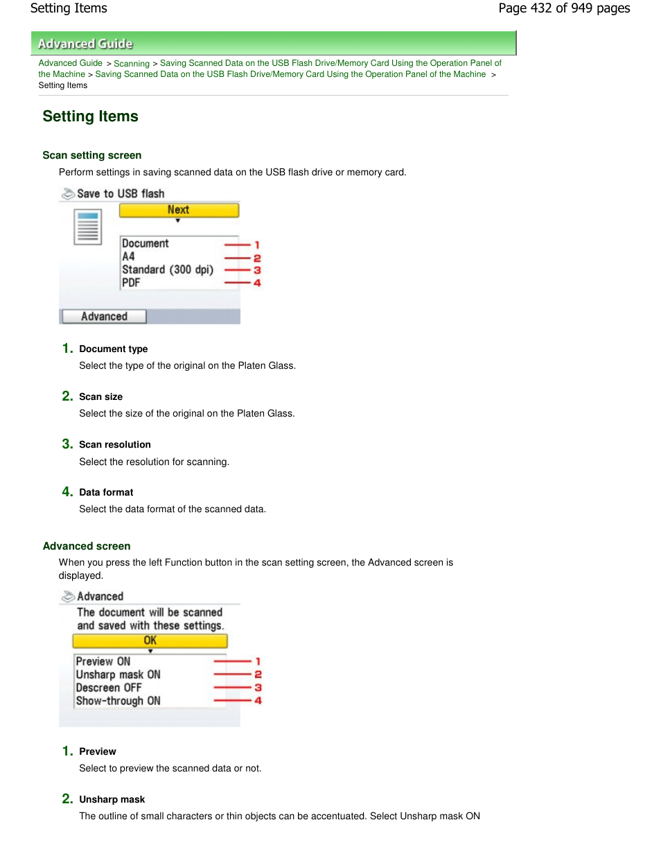 Setting items | Canon PIXMA MP560 User Manual | Page 432 / 949