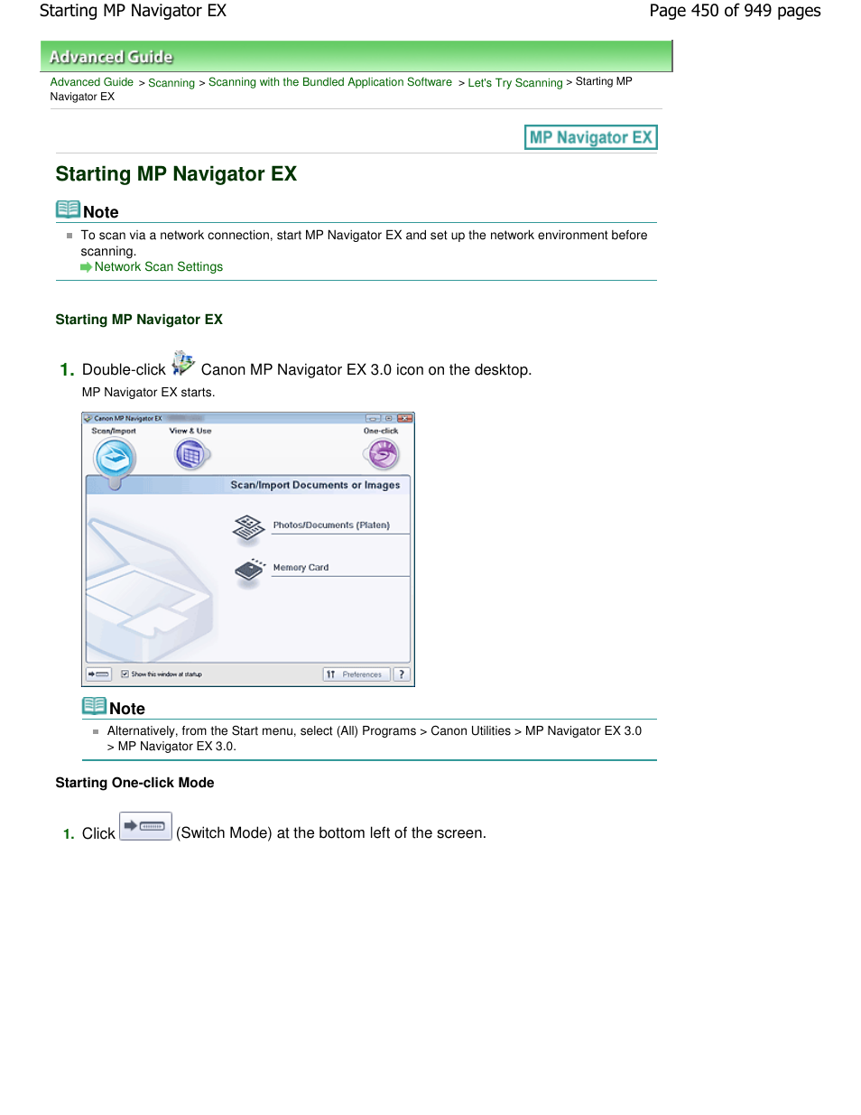 Starting mp navigator ex | Canon PIXMA MP560 User Manual | Page 450 / 949