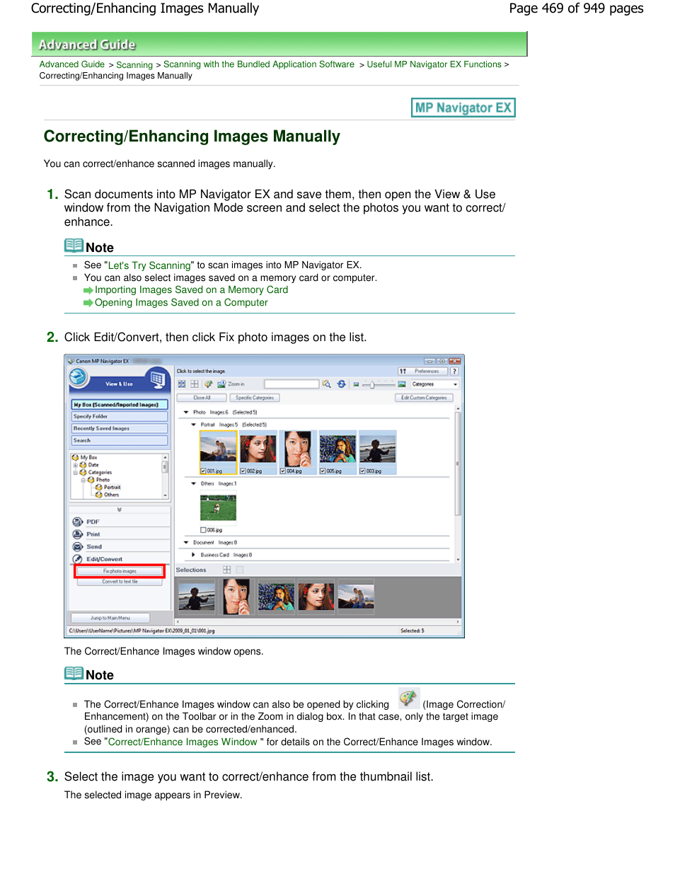 Correcting/enhancing images manually | Canon PIXMA MP560 User Manual | Page 469 / 949