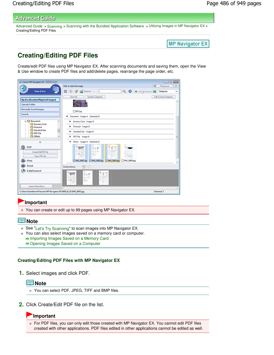 Creating/editing pdf files | Canon PIXMA MP560 User Manual | Page 486 / 949