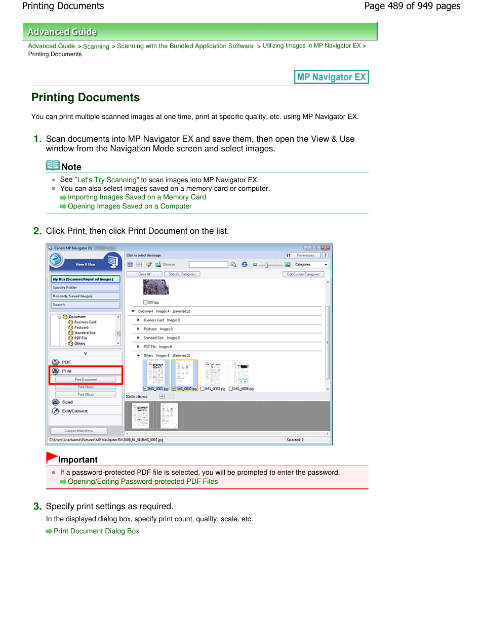 Printing documents | Canon PIXMA MP560 User Manual | Page 489 / 949