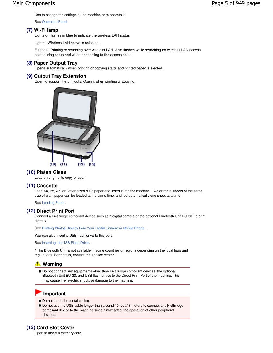 Page 5 of 949 pages main components | Canon PIXMA MP560 User Manual | Page 5 / 949
