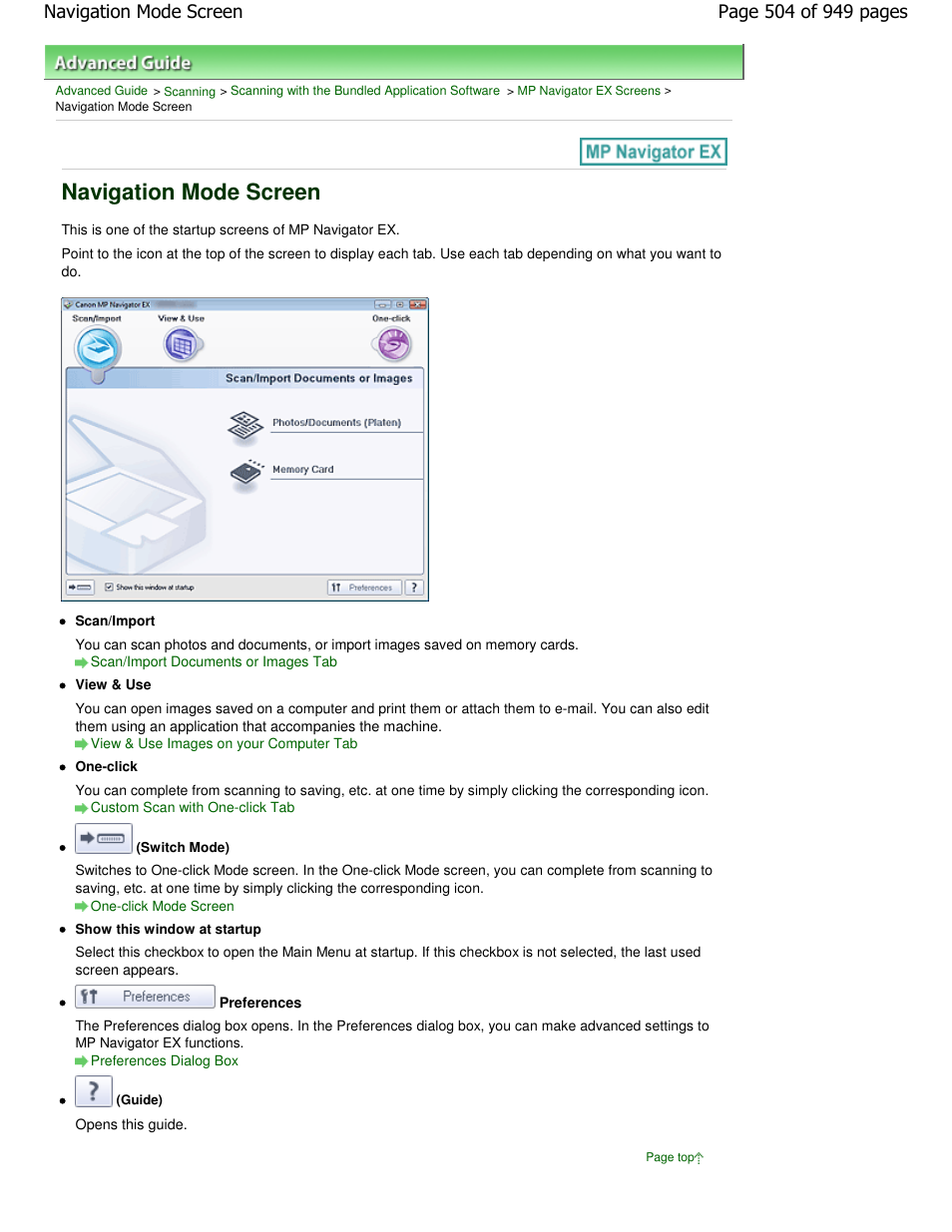 Navigation mode screen | Canon PIXMA MP560 User Manual | Page 504 / 949