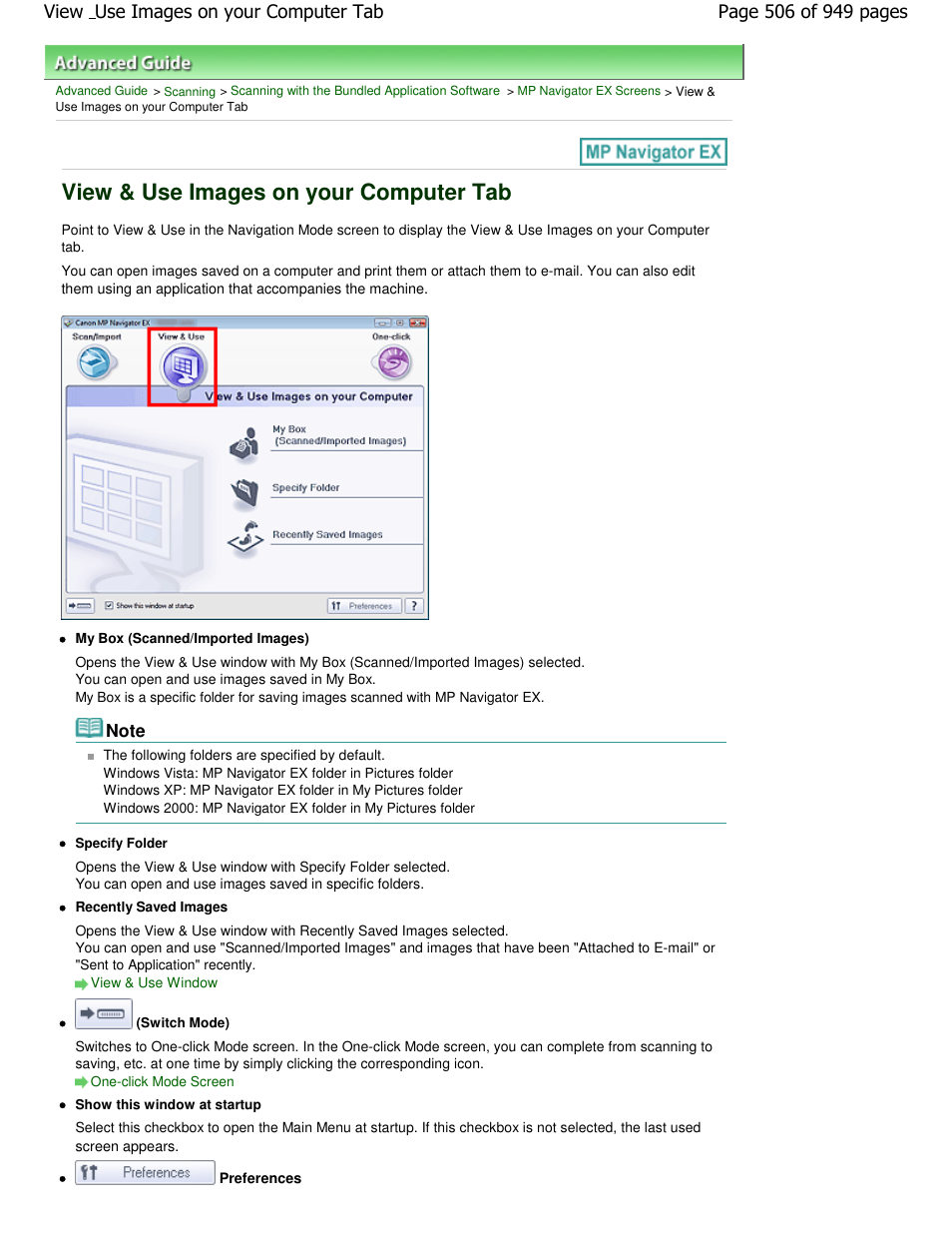 View & use images on your computer tab | Canon PIXMA MP560 User Manual | Page 506 / 949