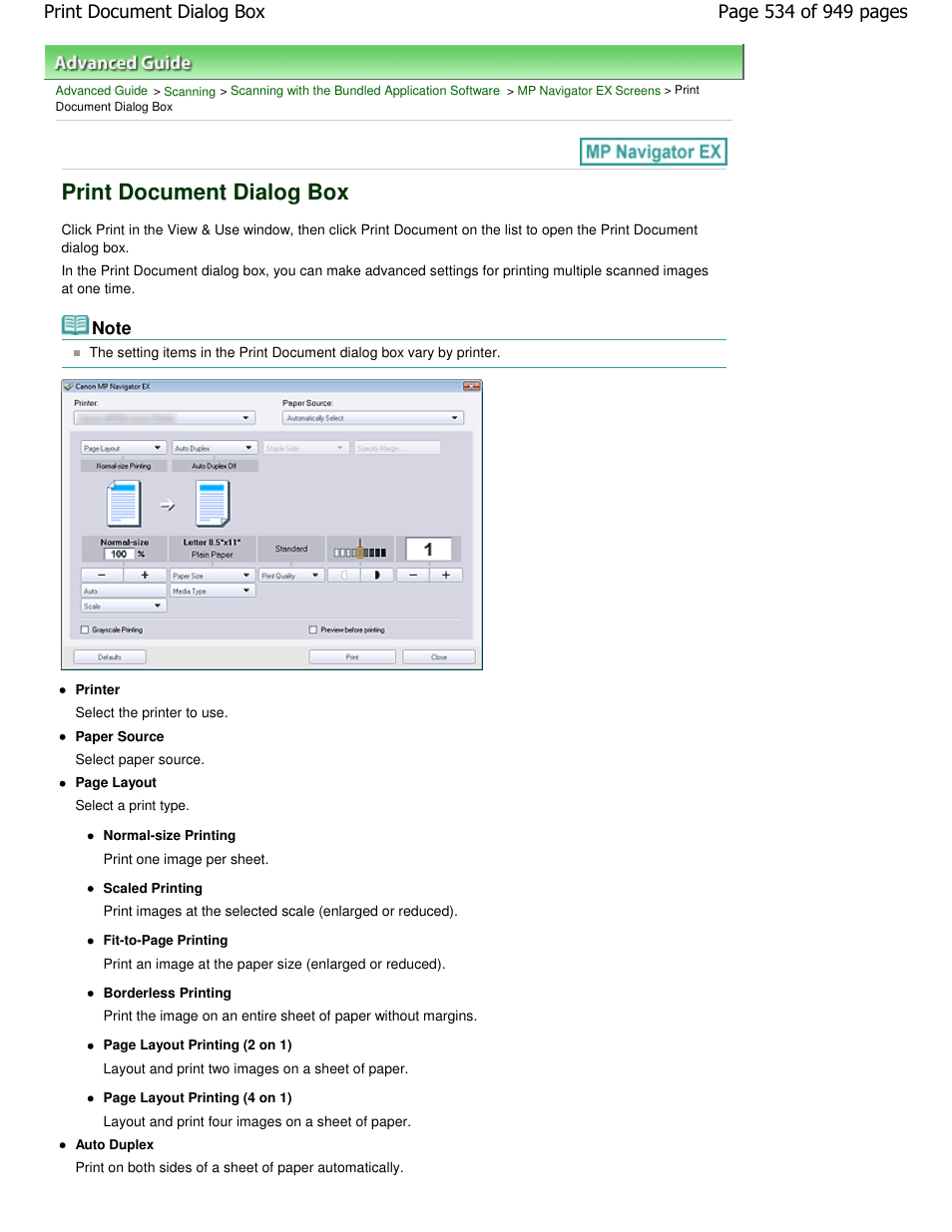 Print document dialog box | Canon PIXMA MP560 User Manual | Page 534 / 949