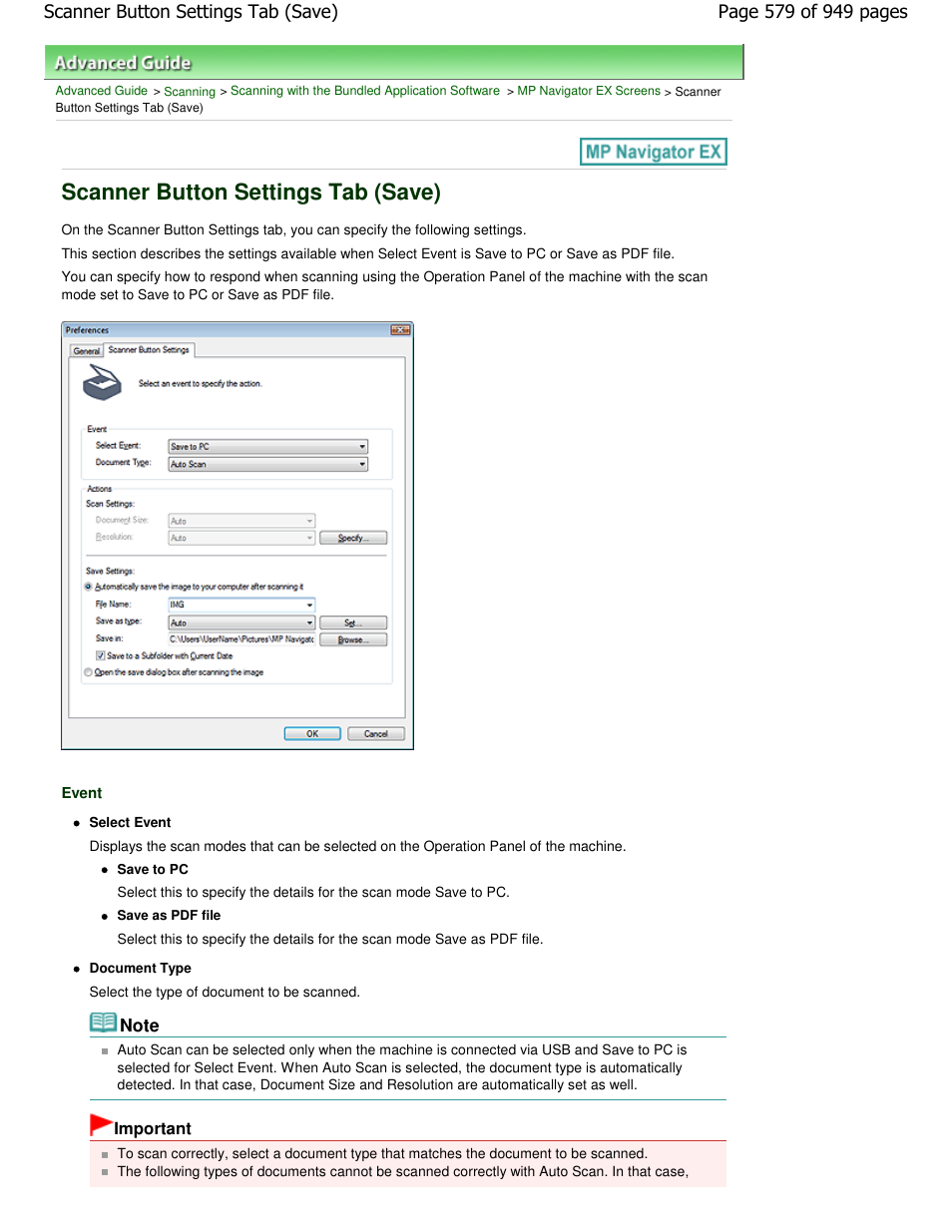 Scanner button settings tab (save) | Canon PIXMA MP560 User Manual | Page 579 / 949