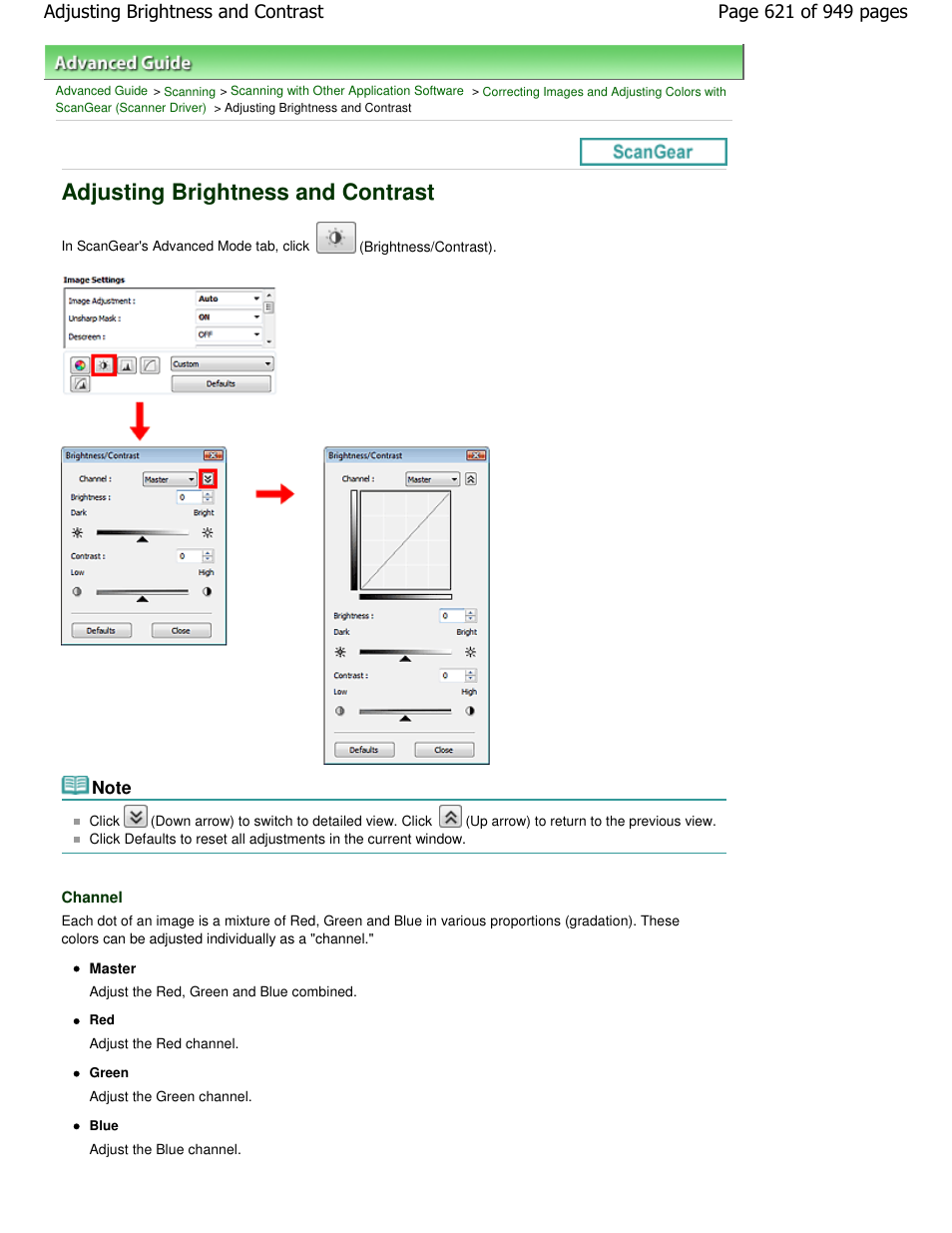 Adjusting brightness and contrast | Canon PIXMA MP560 User Manual | Page 621 / 949