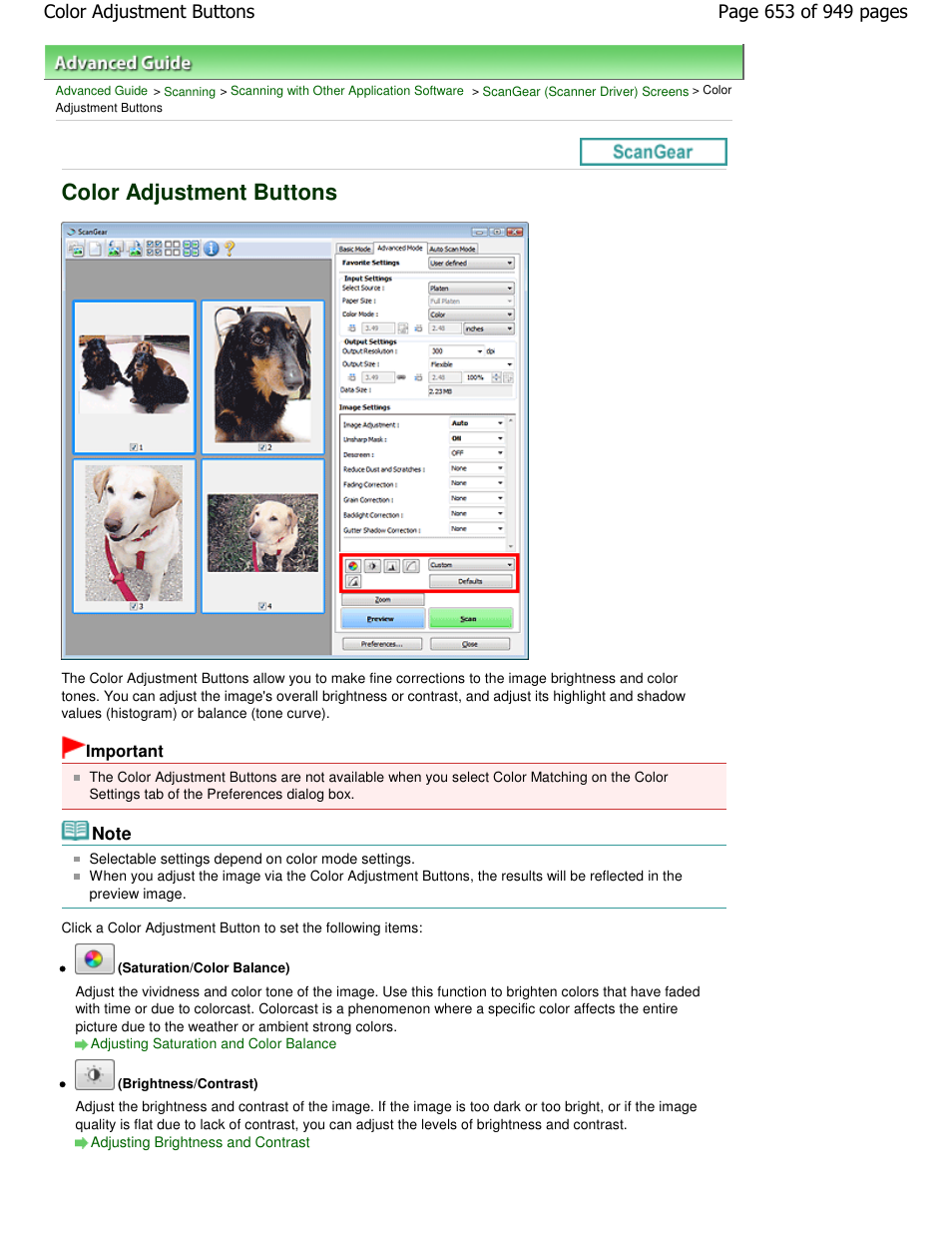 Color adjustment buttons | Canon PIXMA MP560 User Manual | Page 653 / 949