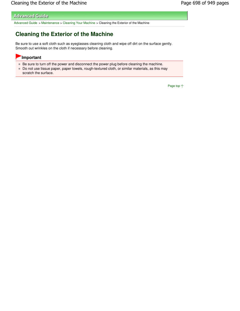 Cleaning the exterior of the machine | Canon PIXMA MP560 User Manual | Page 698 / 949