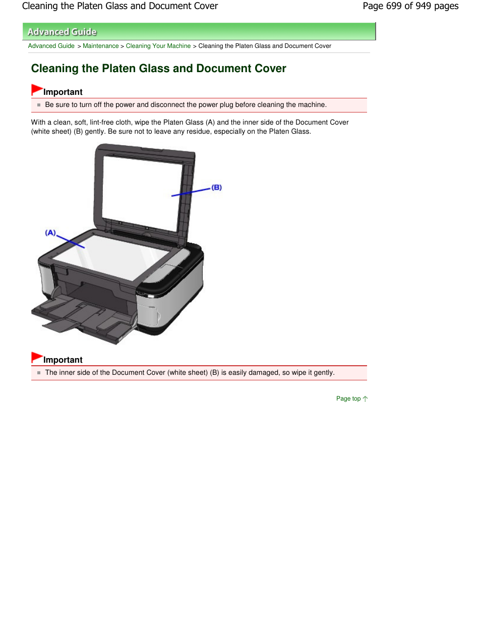 Cleaning the platen glass and document cover | Canon PIXMA MP560 User Manual | Page 699 / 949