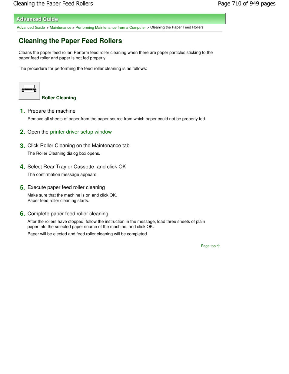 Cleaning the paper feed rollers | Canon PIXMA MP560 User Manual | Page 710 / 949