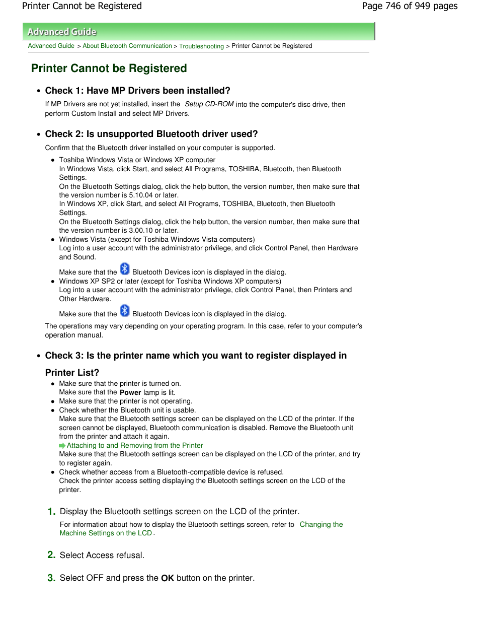 Printer cannot be registered | Canon PIXMA MP560 User Manual | Page 746 / 949