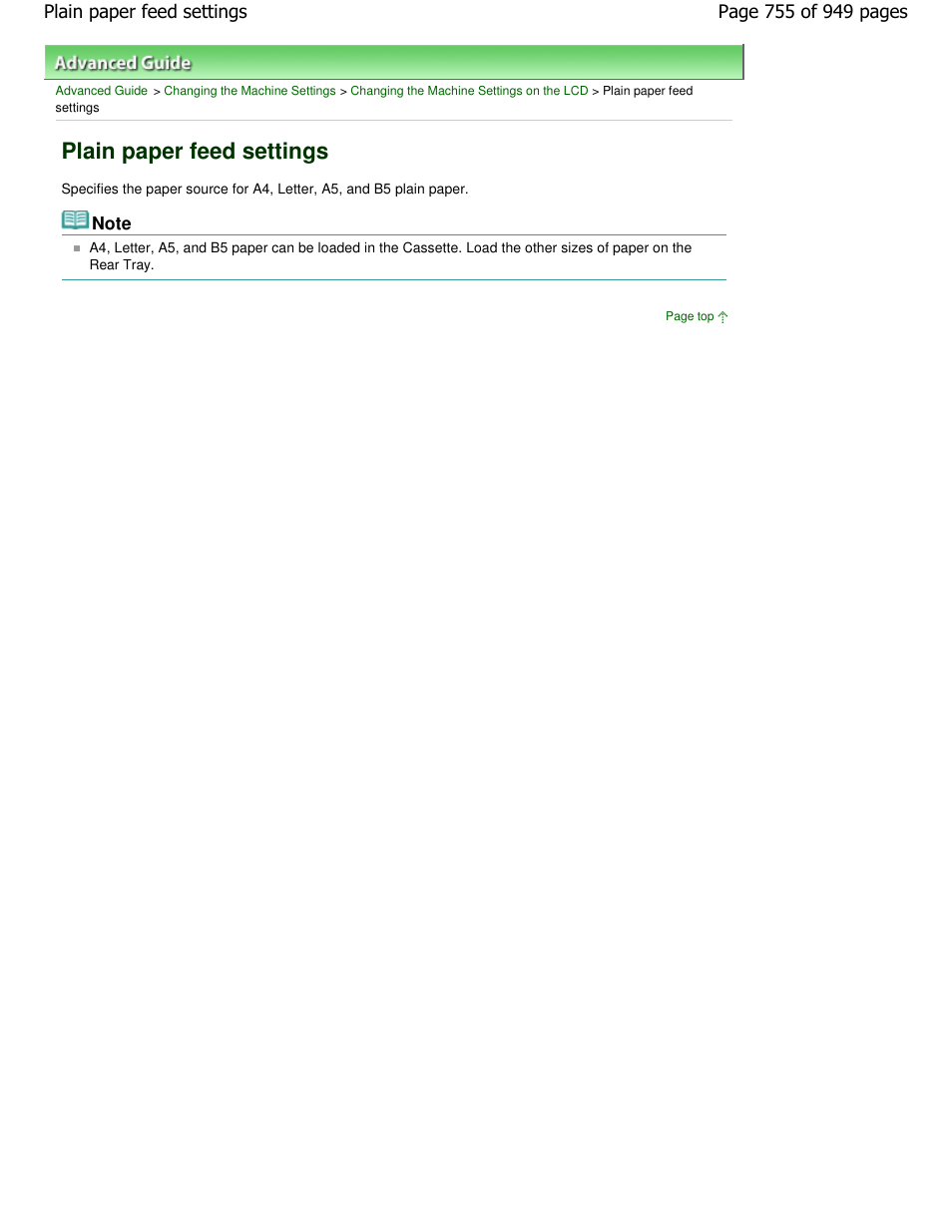 Plain paper feed settings | Canon PIXMA MP560 User Manual | Page 755 / 949