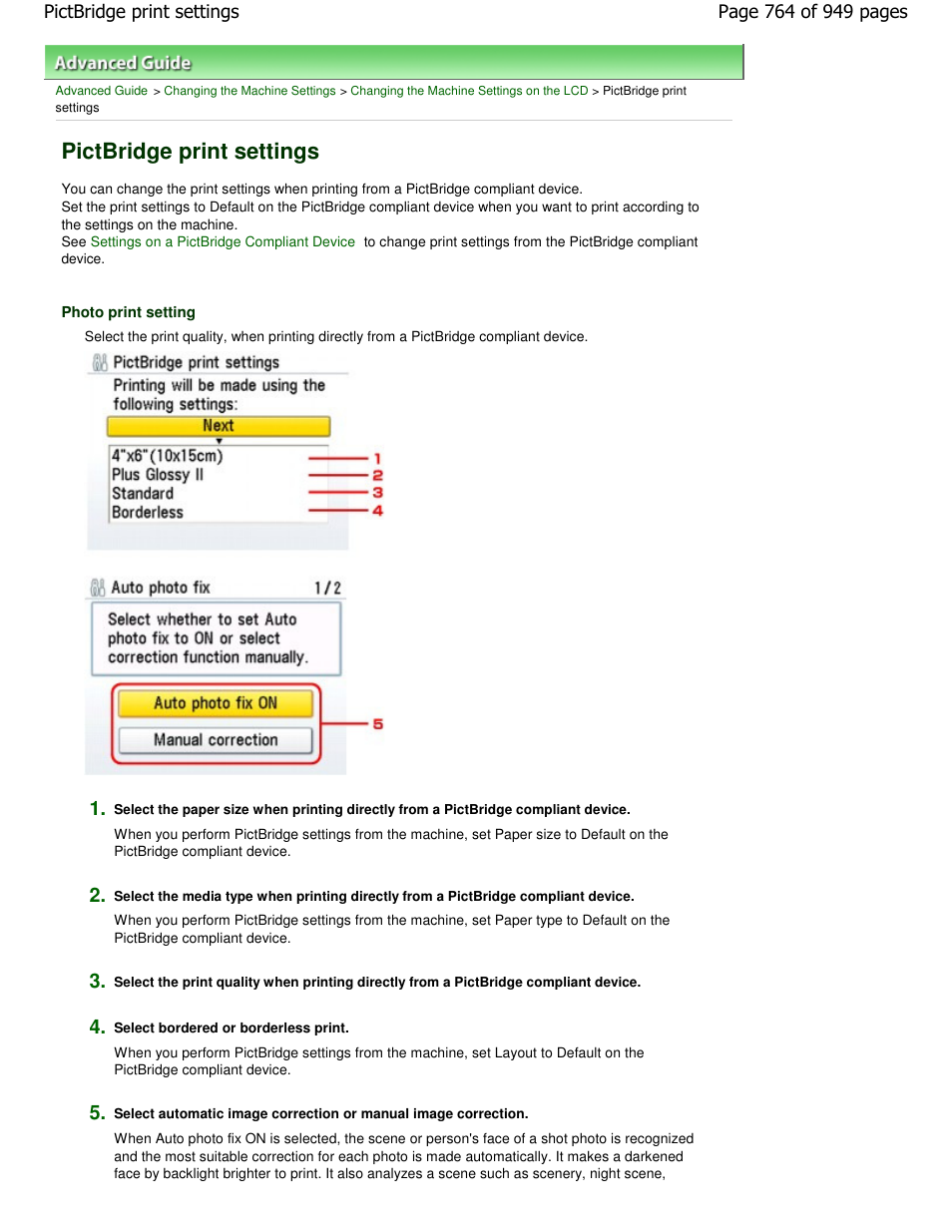 Pictbridge print settings | Canon PIXMA MP560 User Manual | Page 764 / 949