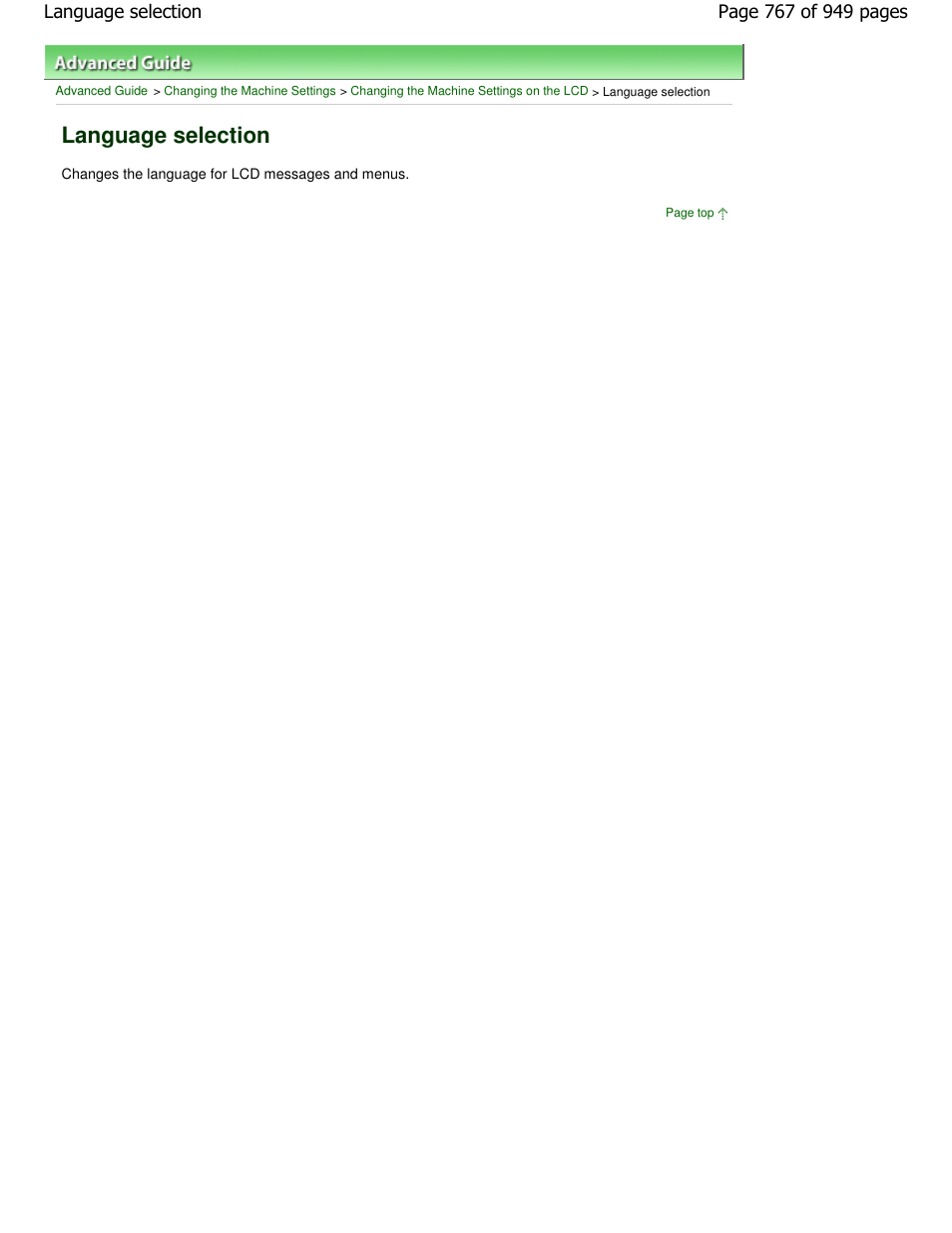 Language selection | Canon PIXMA MP560 User Manual | Page 767 / 949