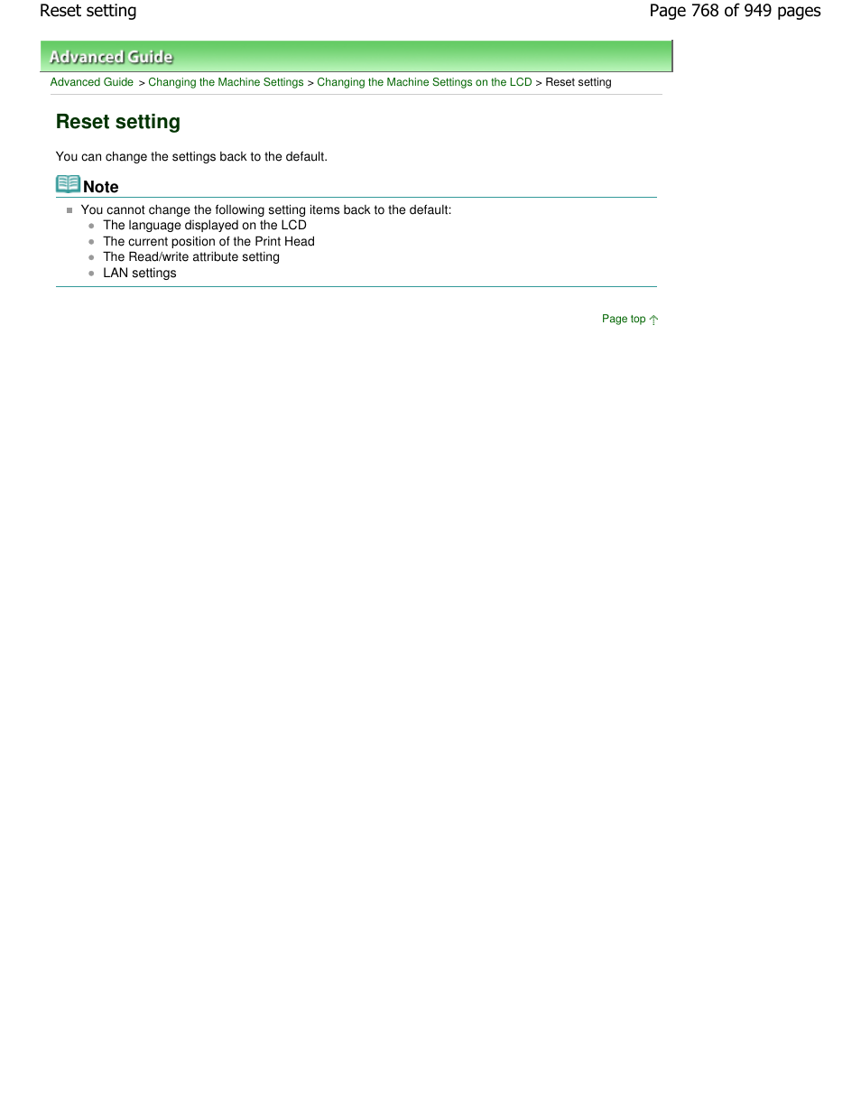 Reset setting | Canon PIXMA MP560 User Manual | Page 768 / 949
