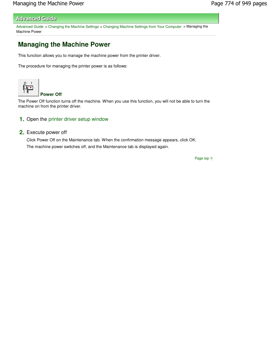 Managing the machine power | Canon PIXMA MP560 User Manual | Page 774 / 949