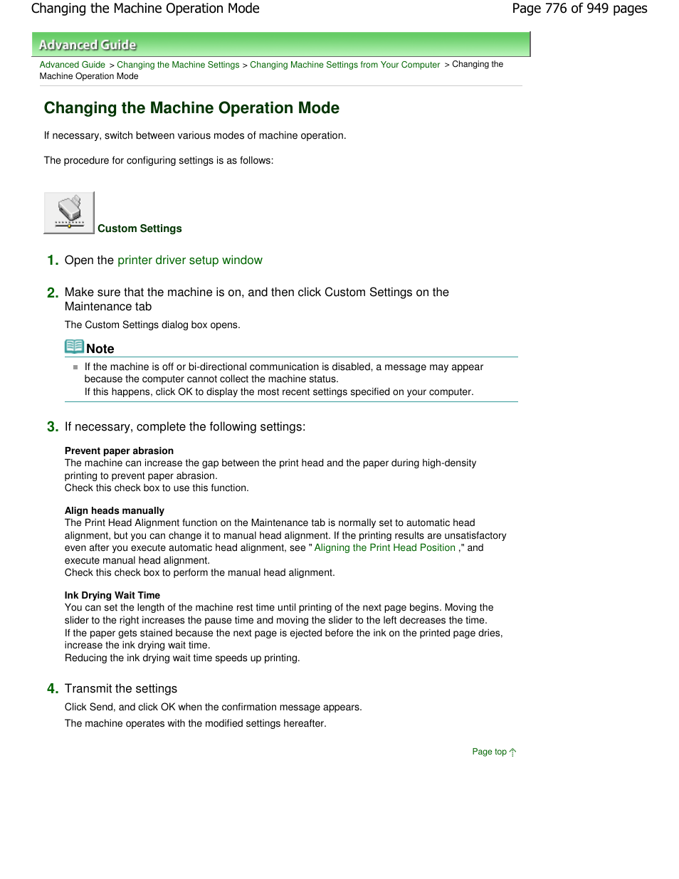 Changing the machine operation mode | Canon PIXMA MP560 User Manual | Page 776 / 949