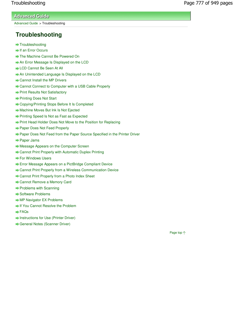 Troubleshooting | Canon PIXMA MP560 User Manual | Page 777 / 949