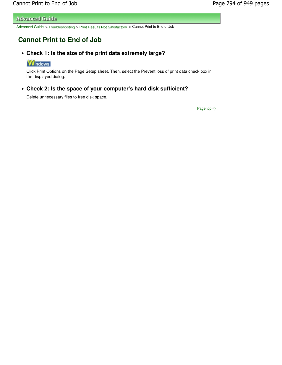 Cannot print to end of job | Canon PIXMA MP560 User Manual | Page 794 / 949