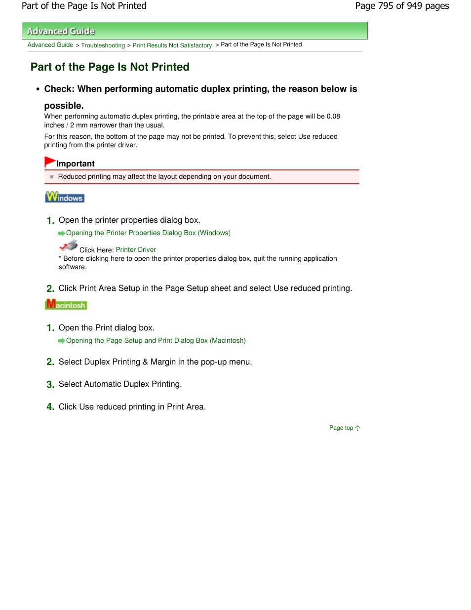 Part of the page is not printed | Canon PIXMA MP560 User Manual | Page 795 / 949