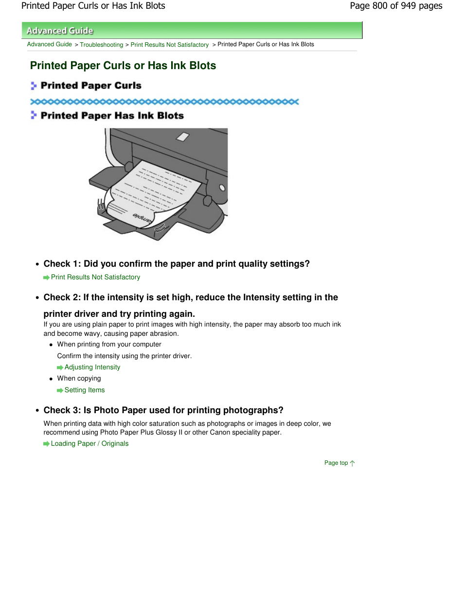 Printed paper curls or has ink blots | Canon PIXMA MP560 User Manual | Page 800 / 949