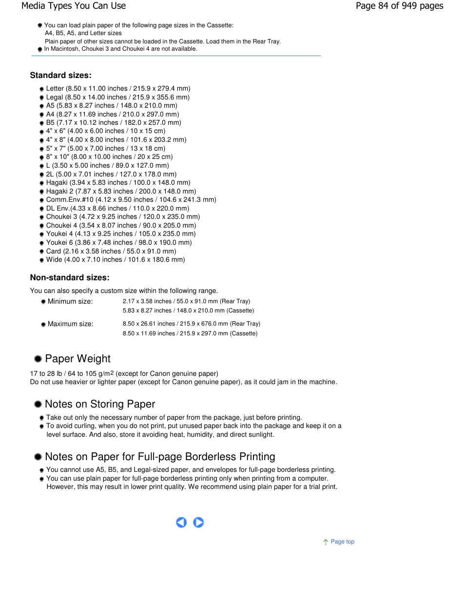 Paper weight | Canon PIXMA MP560 User Manual | Page 84 / 949