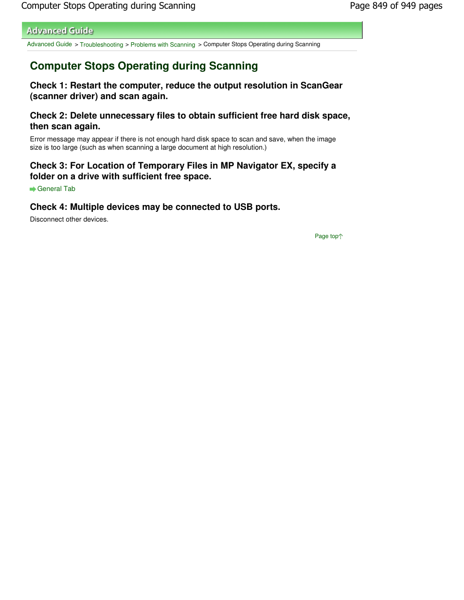 Computer stops operating during scanning | Canon PIXMA MP560 User Manual | Page 849 / 949