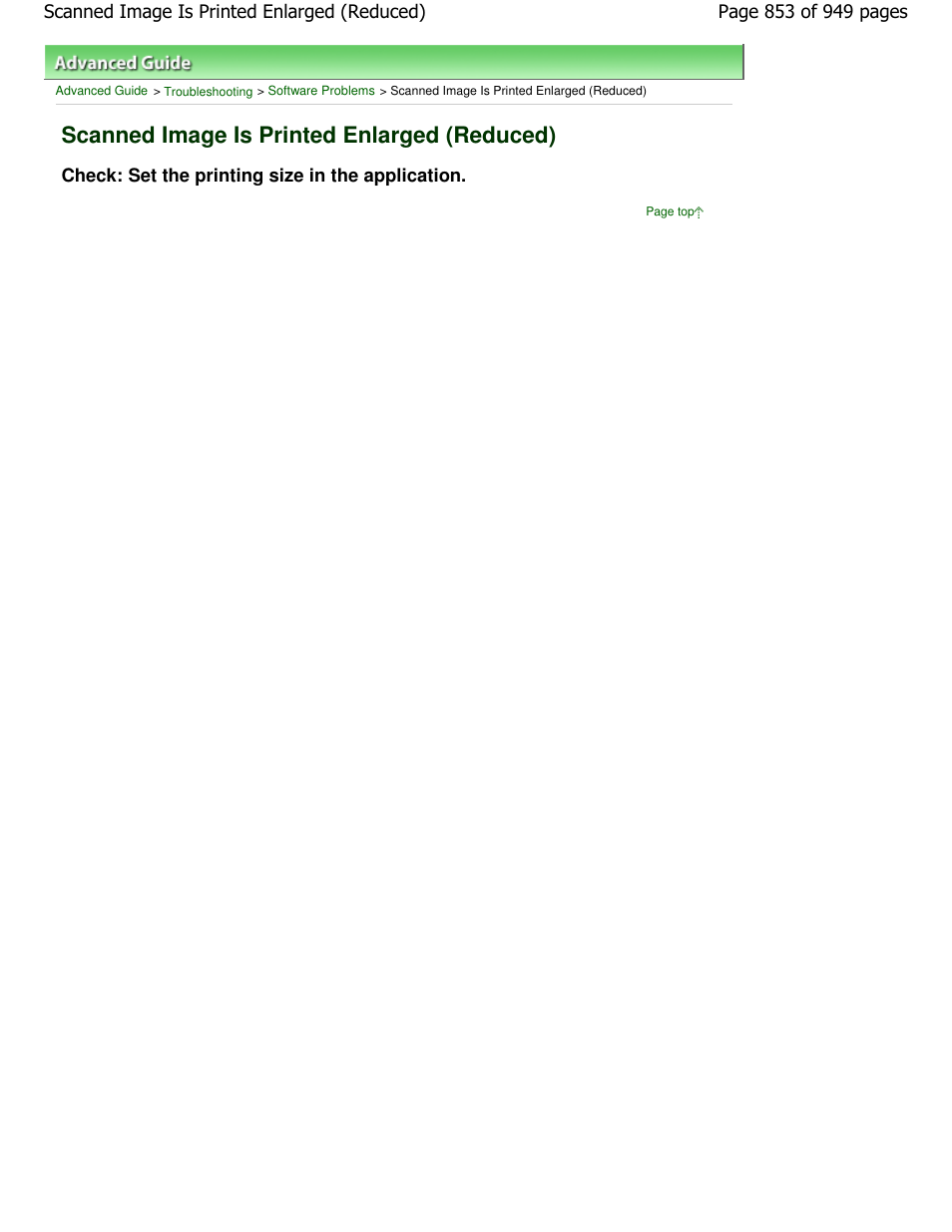 Scanned image is printed enlarged (reduced), Check: set the printing size in the application | Canon PIXMA MP560 User Manual | Page 853 / 949