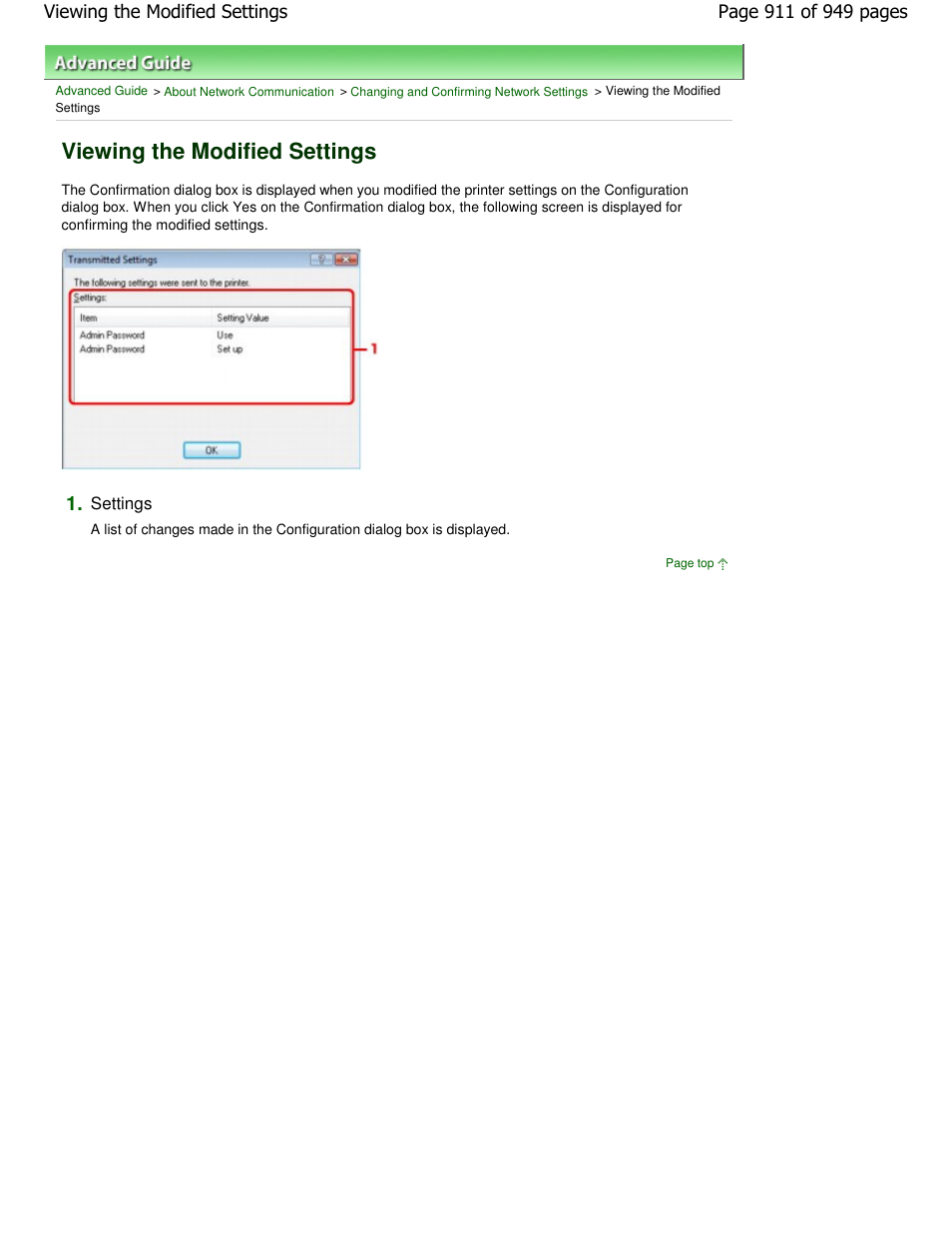Viewing the modified settings | Canon PIXMA MP560 User Manual | Page 911 / 949