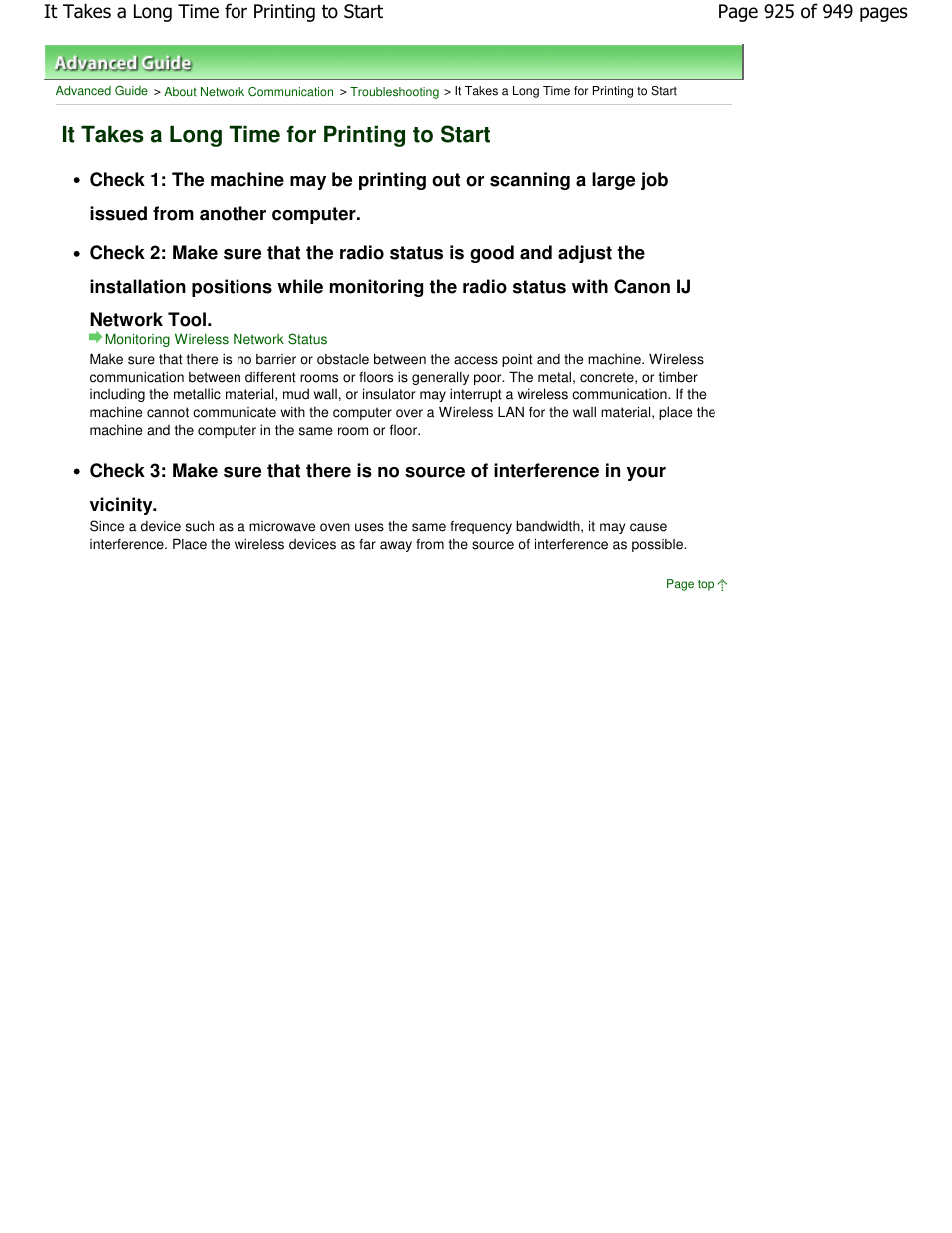 It takes a long time for printing to start | Canon PIXMA MP560 User Manual | Page 925 / 949