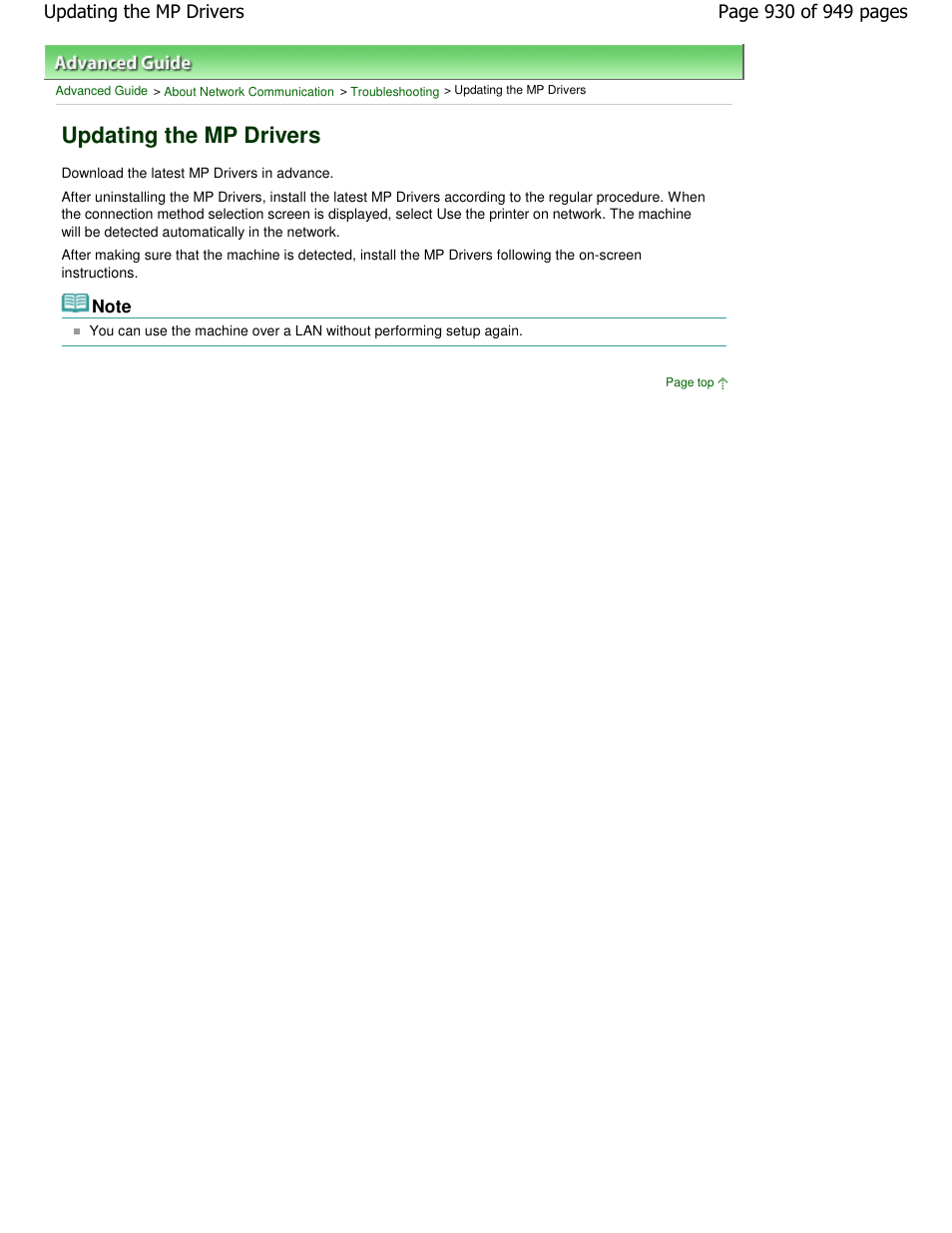 Updating the mp drivers | Canon PIXMA MP560 User Manual | Page 930 / 949