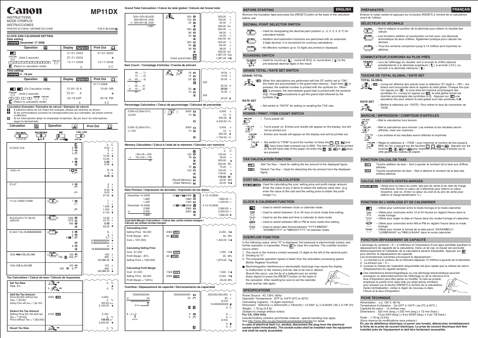 Canon MP11DX User Manual | 2 pages