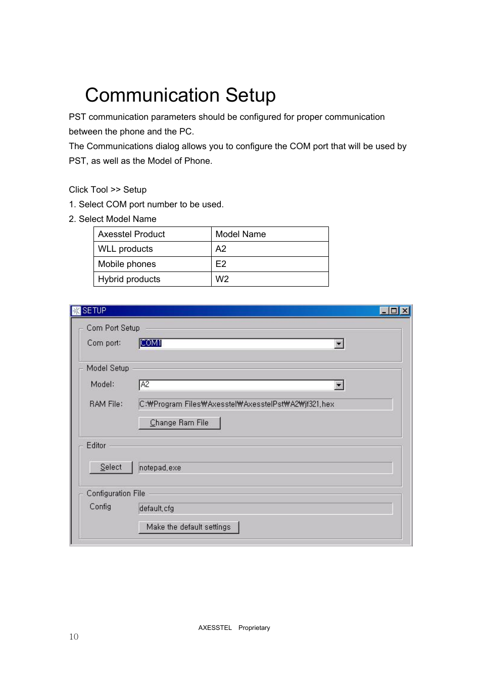3communication setup | Axesstel PST User Manual | Page 10 / 133