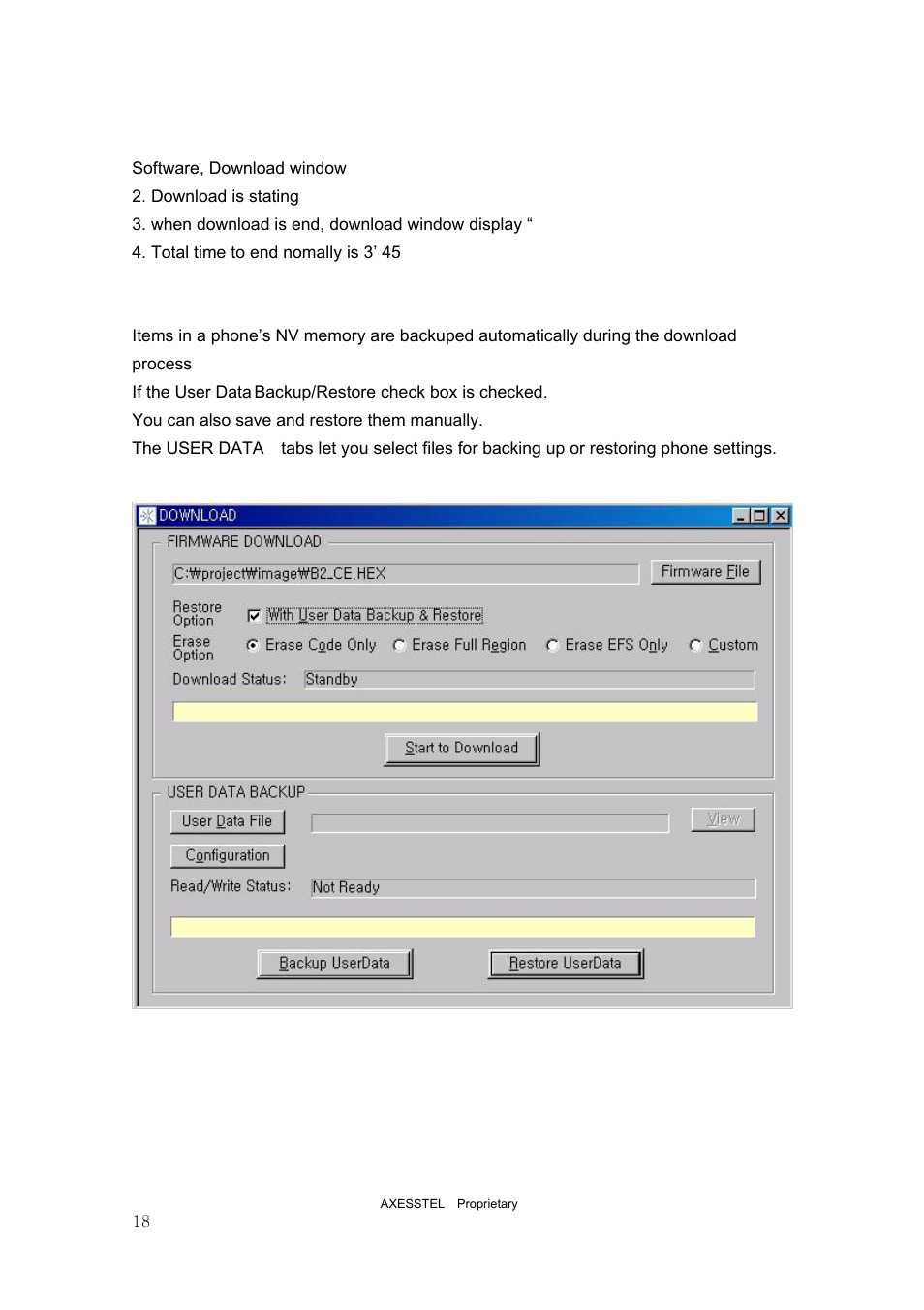 5 backing up nv items | Axesstel PST User Manual | Page 18 / 133
