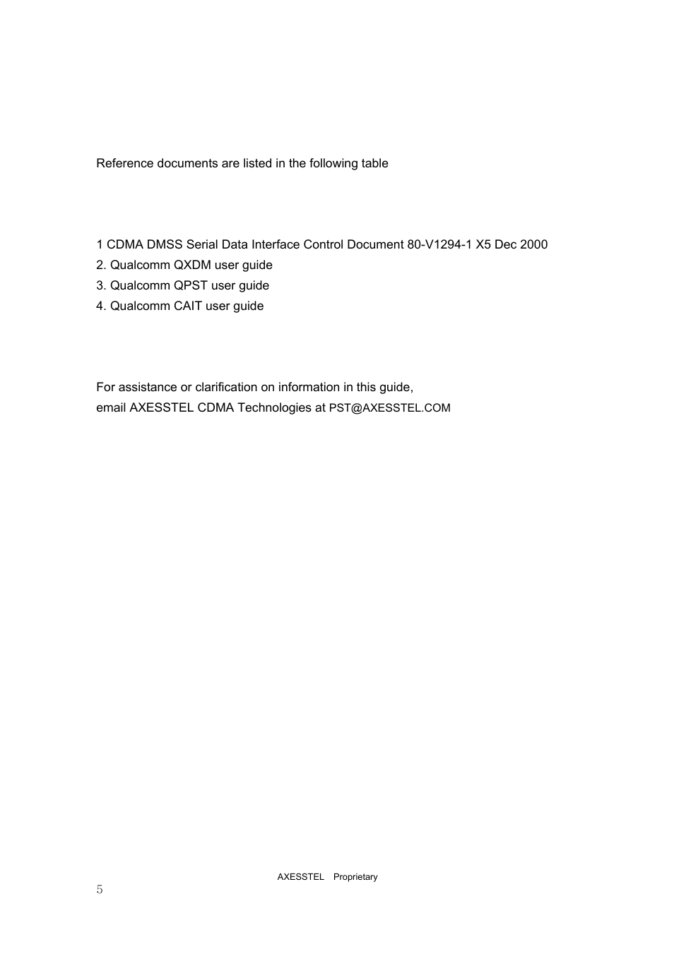 4 reference documents, 5 technical assistance | Axesstel PST User Manual | Page 5 / 133