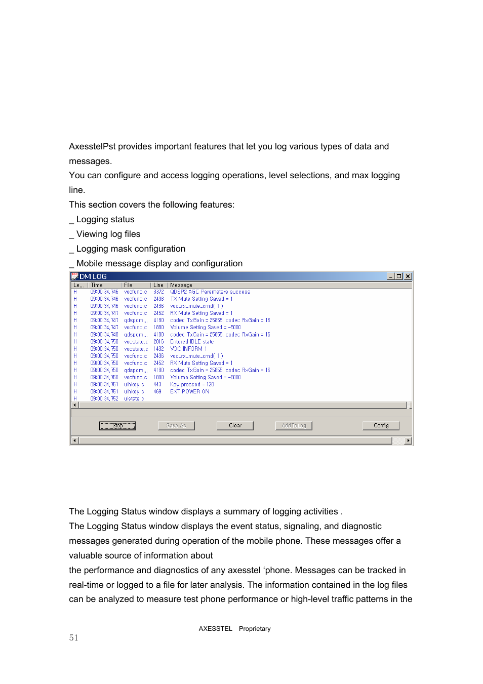 7 dm logging | Axesstel PST User Manual | Page 51 / 133