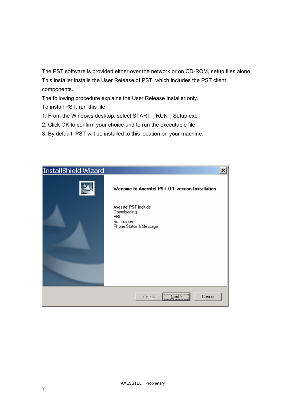 3 installing pst, Axesstel software user's guide contents | Axesstel PST User Manual | Page 7 / 133