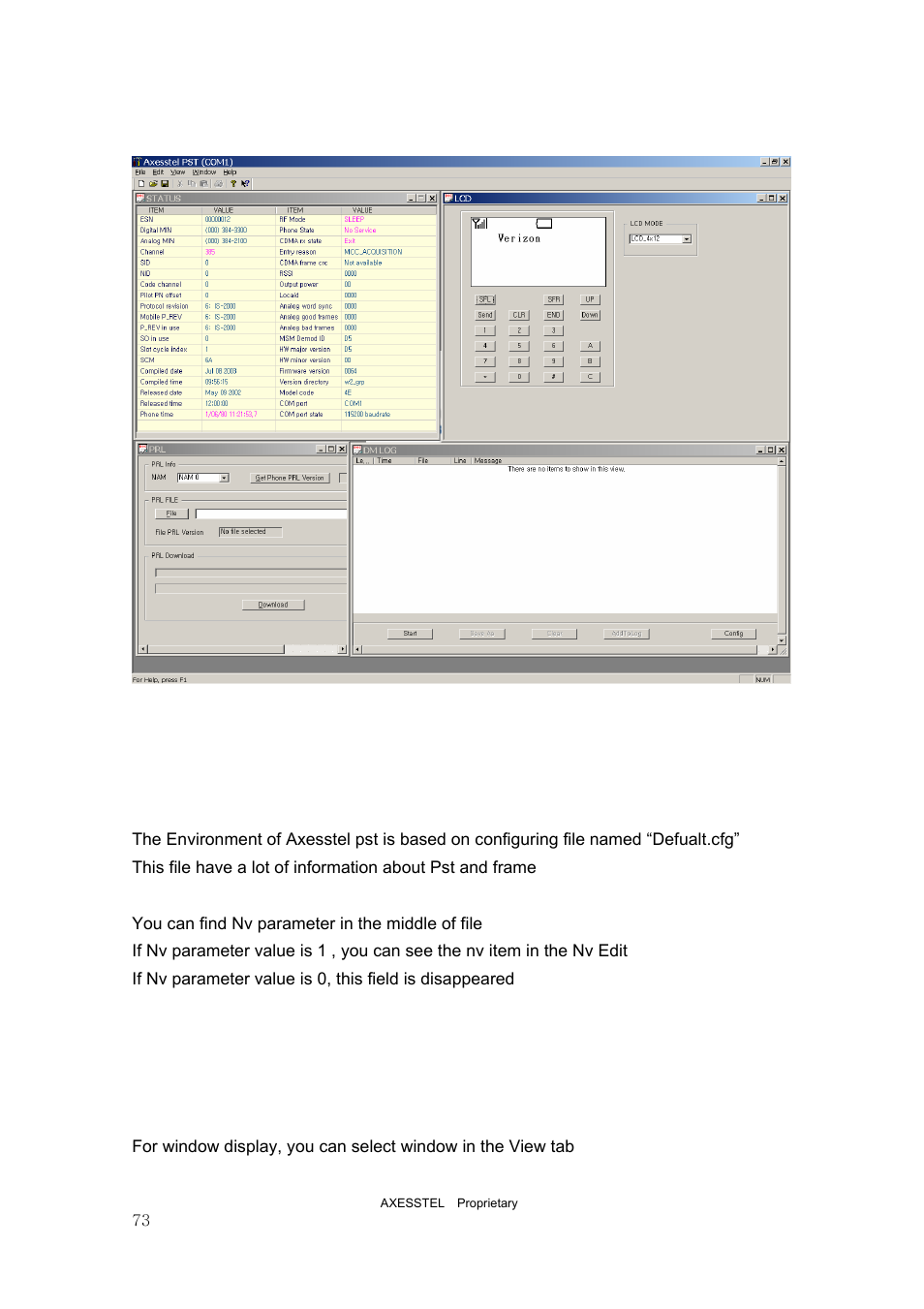 1 pst environment file, 2 selecting a window | Axesstel PST User Manual | Page 73 / 133