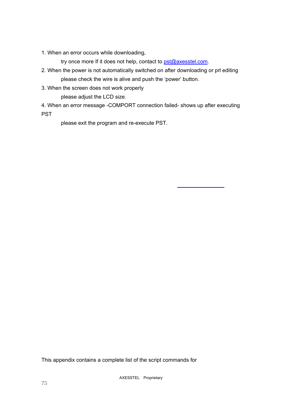 Appendix a script command list | Axesstel PST User Manual | Page 75 / 133