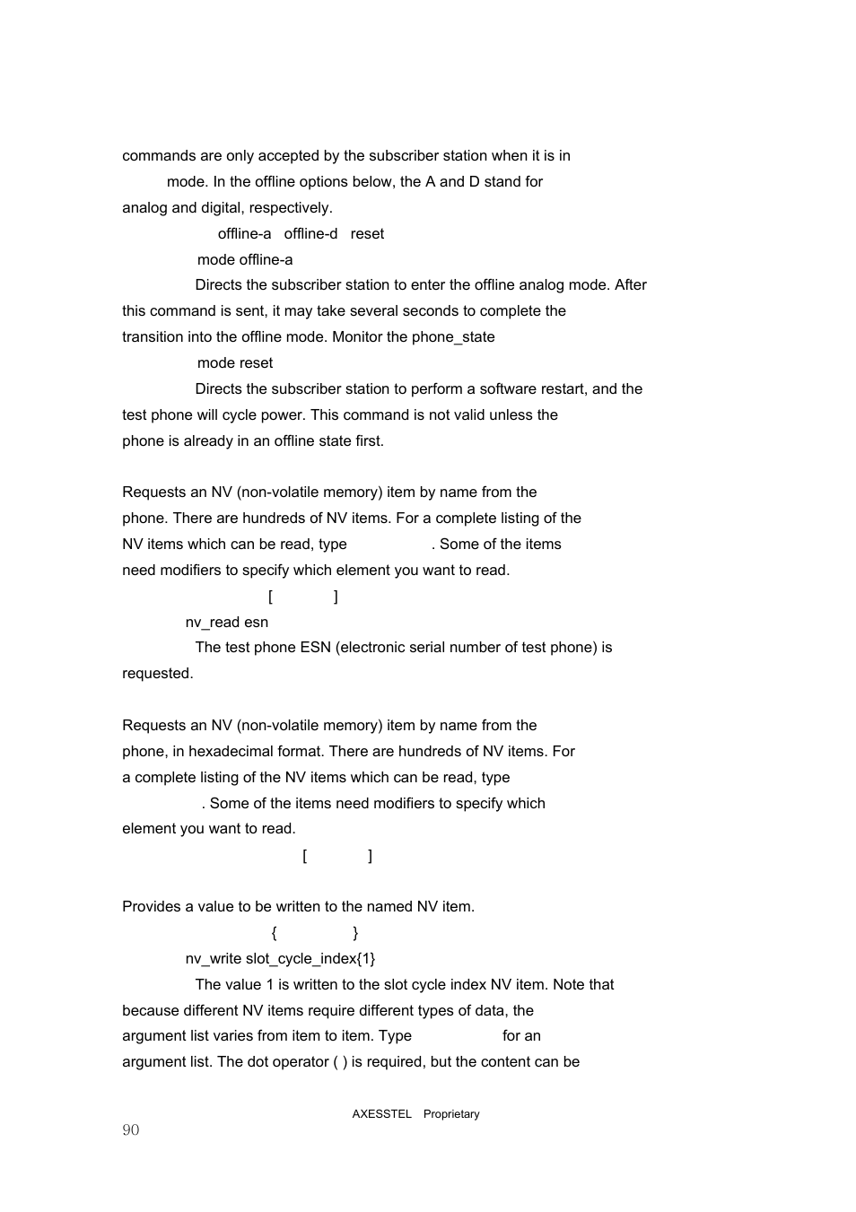 Nv_read, Nv_read_hex, Nv_write | Axesstel PST User Manual | Page 90 / 133