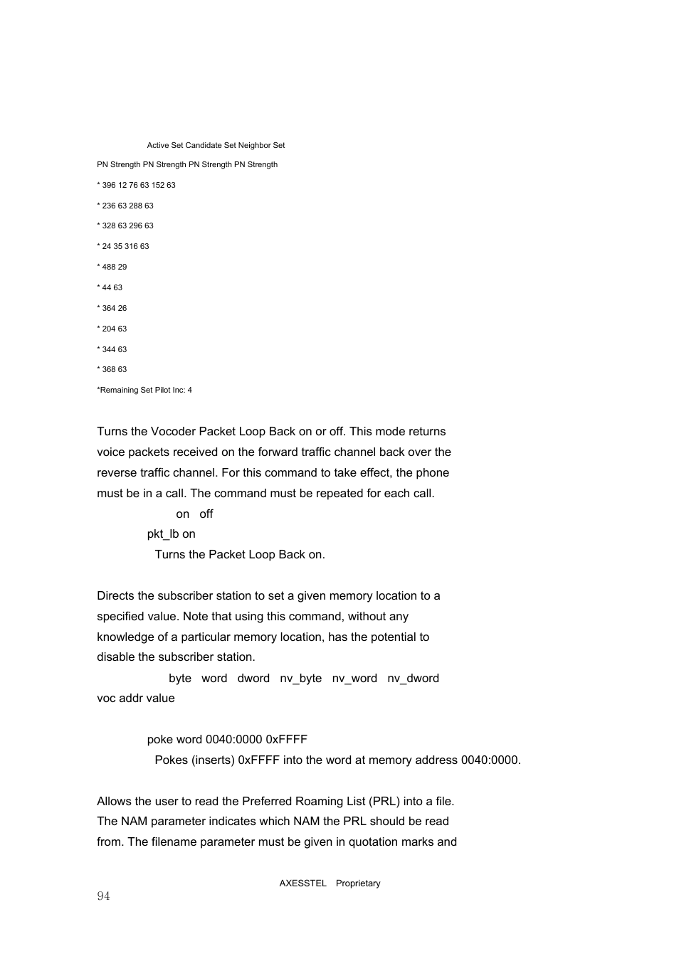 Pkt_lb, Poke, Pr_ list_rd | Axesstel software user's guide contents | Axesstel PST User Manual | Page 94 / 133