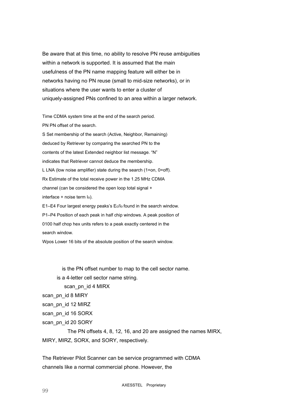 Scan_rf_cntl, Axesstel software user's guide contents | Axesstel PST User Manual | Page 99 / 133