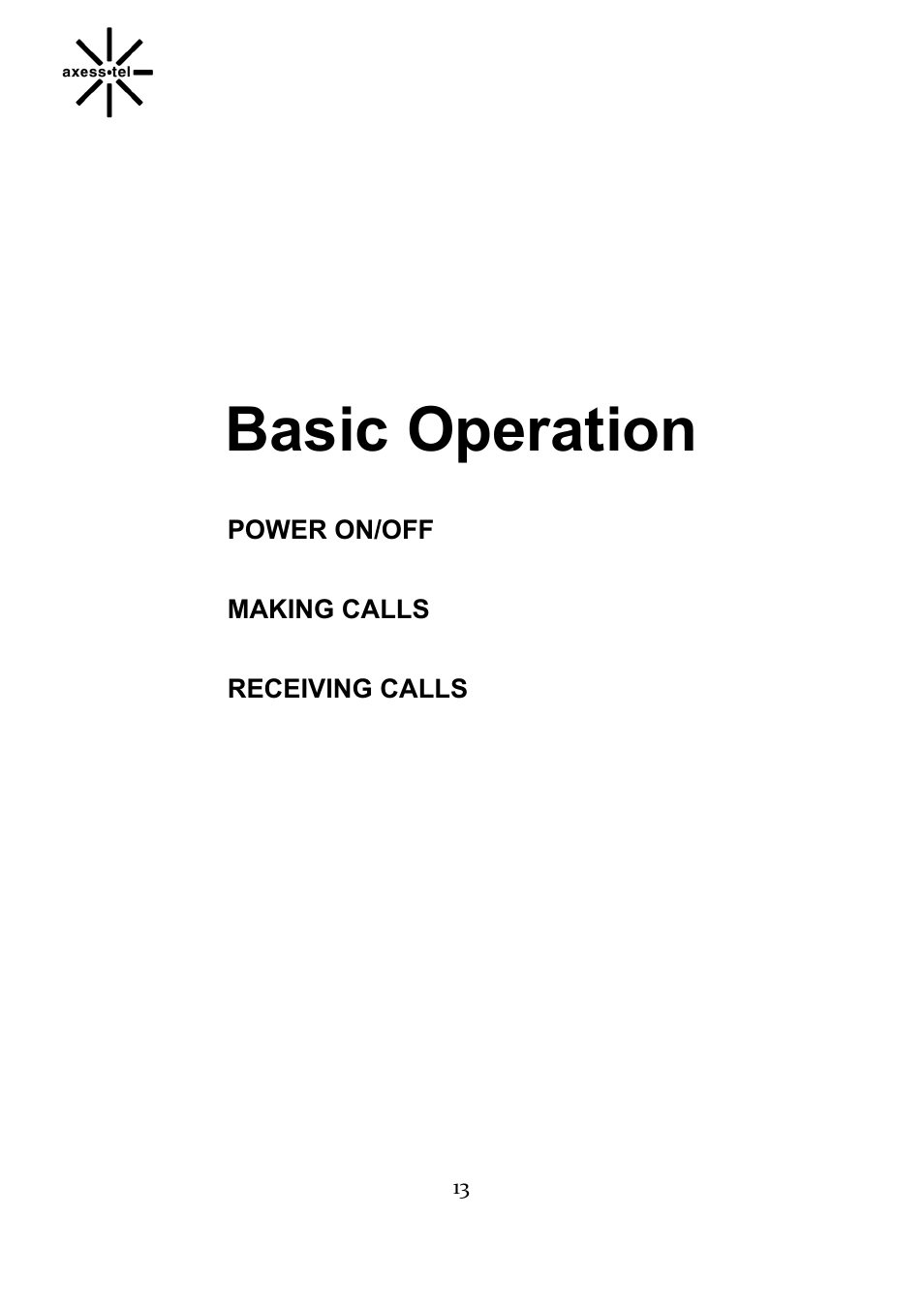 Basic operation | Axesstel TX240G User Manual | Page 13 / 28